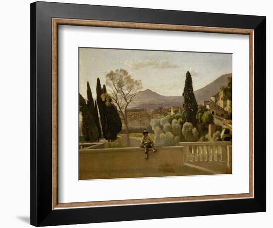 The Gardens of Villa D'Este, 1843-Jean-Baptiste-Camille Corot-Framed Giclee Print