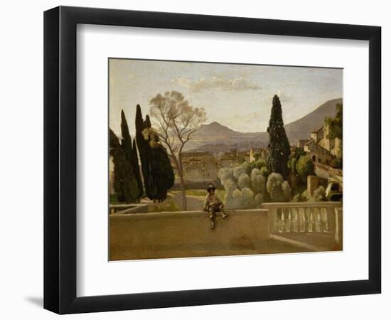 The Gardens of Villa D'Este, 1843-Jean-Baptiste-Camille Corot-Framed Giclee Print