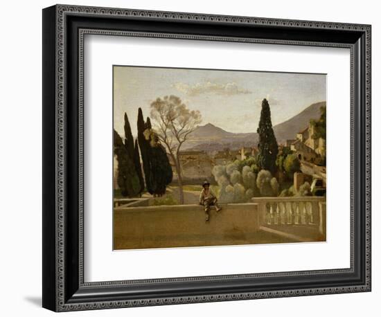 The Gardens of Villa D'Este, 1843-Jean-Baptiste-Camille Corot-Framed Giclee Print