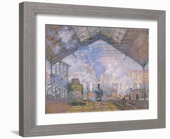 The Gare St. Lazare, 1877-Claude Monet-Framed Giclee Print