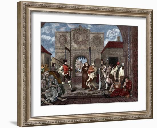 The Gate of Calais. Etching by William Hogarth-William Hogarth-Framed Giclee Print