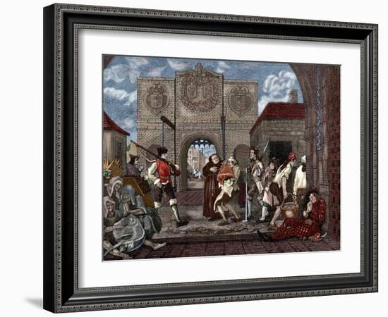 The Gate of Calais. Etching by William Hogarth-William Hogarth-Framed Giclee Print