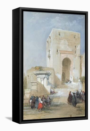The Gate of Justice, Entrance to the Alhambra, 1833 (Pencil, Gouache and W/C)-David Roberts-Framed Premier Image Canvas