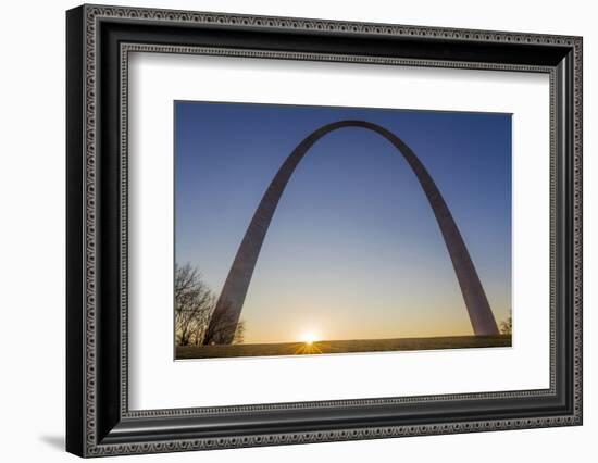 The Gateway Arch in St. Louis, Missouri at Sunrise. Jefferson Memorial-Jerry & Marcy Monkman-Framed Photographic Print