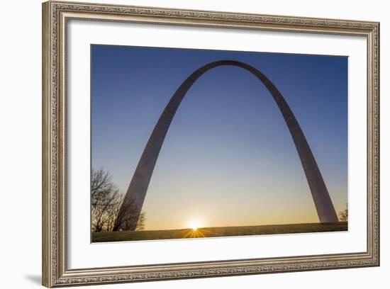 The Gateway Arch in St. Louis, Missouri at Sunrise. Jefferson Memorial-Jerry & Marcy Monkman-Framed Photographic Print