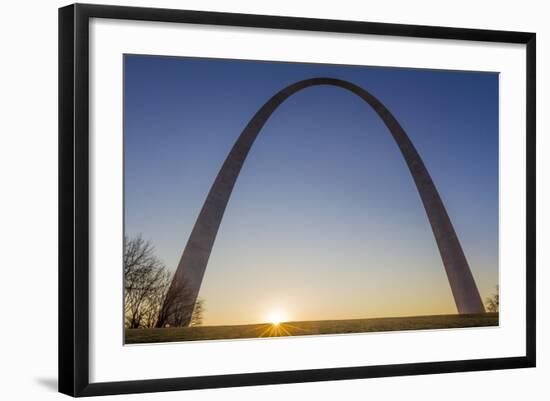 The Gateway Arch in St. Louis, Missouri at Sunrise. Jefferson Memorial-Jerry & Marcy Monkman-Framed Photographic Print