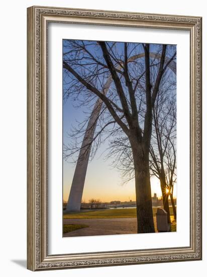 The Gateway Arch in St. Louis, Missouri at Sunrise. Jefferson Memorial-Jerry & Marcy Monkman-Framed Photographic Print