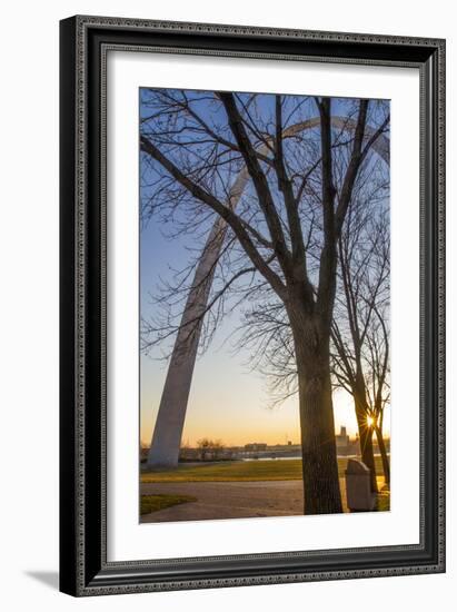 The Gateway Arch in St. Louis, Missouri at Sunrise. Jefferson Memorial-Jerry & Marcy Monkman-Framed Photographic Print