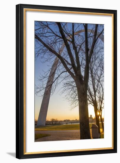 The Gateway Arch in St. Louis, Missouri at Sunrise. Jefferson Memorial-Jerry & Marcy Monkman-Framed Photographic Print