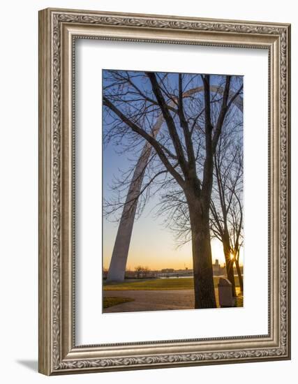 The Gateway Arch in St. Louis, Missouri at Sunrise. Jefferson Memorial-Jerry & Marcy Monkman-Framed Photographic Print