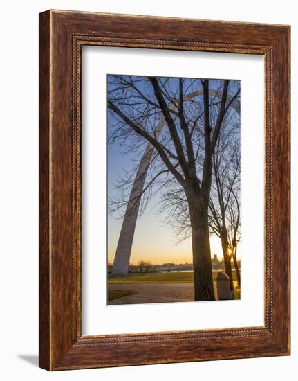 The Gateway Arch in St. Louis, Missouri at Sunrise. Jefferson Memorial-Jerry & Marcy Monkman-Framed Photographic Print