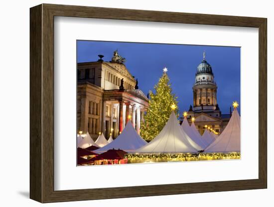 The Gendarmenmarkt Christmas Market, Theatre, and French Cathedral, Berlin, Germany, Europe-Miles Ertman-Framed Photographic Print