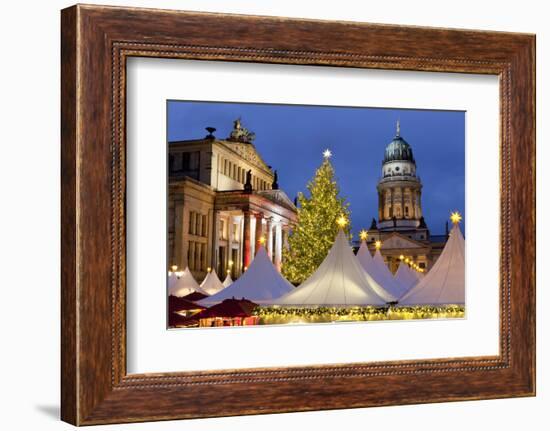 The Gendarmenmarkt Christmas Market, Theatre, and French Cathedral, Berlin, Germany, Europe-Miles Ertman-Framed Photographic Print