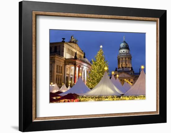 The Gendarmenmarkt Christmas Market, Theatre, and French Cathedral, Berlin, Germany, Europe-Miles Ertman-Framed Photographic Print