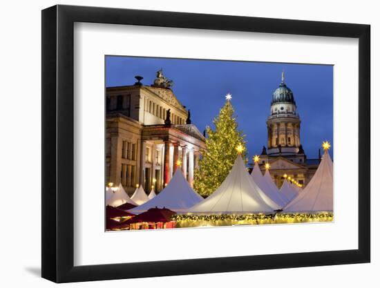 The Gendarmenmarkt Christmas Market, Theatre, and French Cathedral, Berlin, Germany, Europe-Miles Ertman-Framed Photographic Print