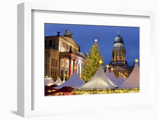 The Gendarmenmarkt Christmas Market, Theatre, and French Cathedral, Berlin, Germany, Europe-Miles Ertman-Framed Photographic Print