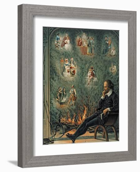The Genius of Shakespeare (Presented with 'Great Thoughts' Christmas Number), Pub. 1888 by W.…-null-Framed Giclee Print