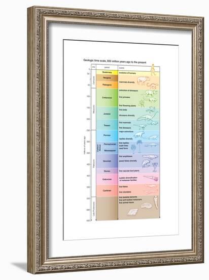 The geologic time scale from 700,000,000 years ago to the present-Encyclopaedia Britannica-Framed Art Print