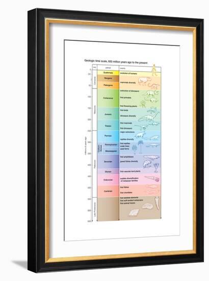 The geologic time scale from 700,000,000 years ago to the present-Encyclopaedia Britannica-Framed Art Print