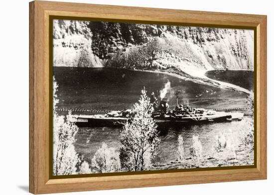 The German Battleship Tirpitz, Probably Photographed in a Norwegian Fjord-null-Framed Premier Image Canvas