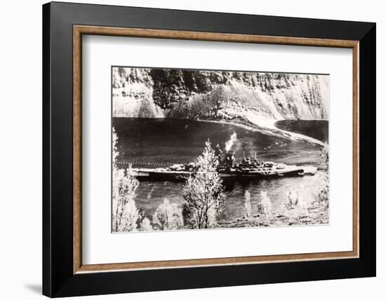 The German Battleship Tirpitz, Probably Photographed in a Norwegian Fjord-null-Framed Photographic Print