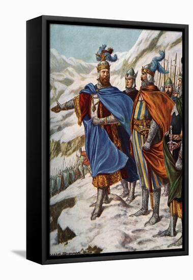 The German Emperor Otton I (Othon) (912-973) and His Armee in Lombardy in September 951 (Otto I, Ho-Tancredi Scarpelli-Framed Premier Image Canvas
