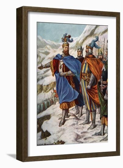 The German Emperor Otton I (Othon) (912-973) and His Armee in Lombardy in September 951 (Otto I, Ho-Tancredi Scarpelli-Framed Giclee Print