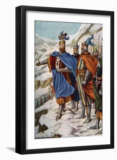 The German Emperor Otton I (Othon) (912-973) and His Armee in Lombardy in September 951 (Otto I, Ho-Tancredi Scarpelli-Framed Giclee Print