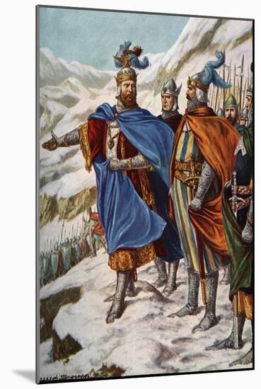 The German Emperor Otton I (Othon) (912-973) and His Armee in Lombardy in September 951 (Otto I, Ho-Tancredi Scarpelli-Mounted Giclee Print