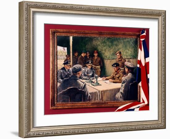 The German Surrender, (Oil on Canvas)-Terence Cuneo-Framed Giclee Print