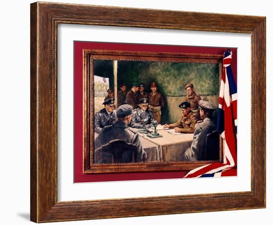 The German Surrender, (Oil on Canvas)-Terence Cuneo-Framed Giclee Print