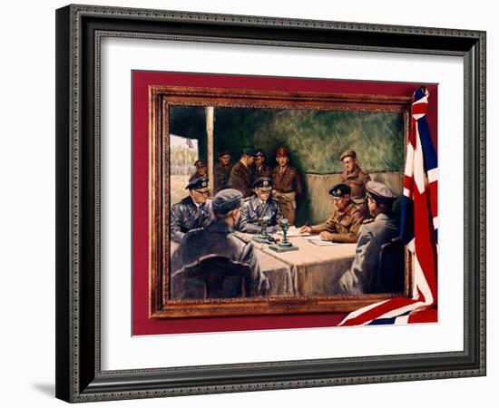 The German Surrender, (Oil on Canvas)-Terence Cuneo-Framed Giclee Print