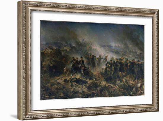 The Gervais Battery at the Siege of Sebastopol, 18th June 1855-Alphonse Marie de Neuville-Framed Giclee Print