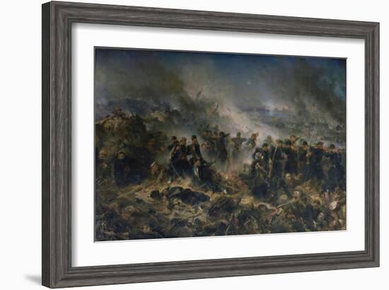 The Gervais Battery at the Siege of Sebastopol, 18th June 1855-Alphonse Marie de Neuville-Framed Giclee Print