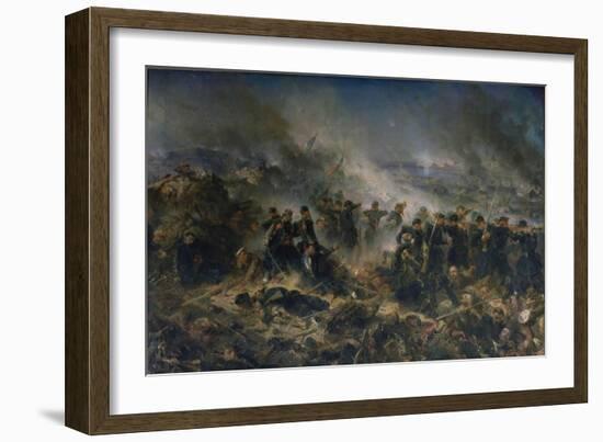 The Gervais Battery at the Siege of Sebastopol, 18th June 1855-Alphonse Marie de Neuville-Framed Giclee Print