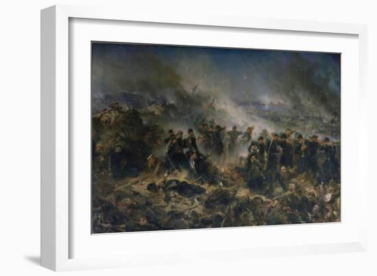 The Gervais Battery at the Siege of Sebastopol, 18th June 1855-Alphonse Marie de Neuville-Framed Giclee Print