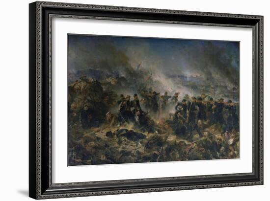 The Gervais Battery at the Siege of Sebastopol, 18th June 1855-Alphonse Marie de Neuville-Framed Giclee Print