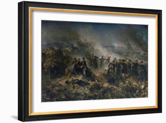 The Gervais Battery at the Siege of Sebastopol, 18th June 1855-Alphonse Marie de Neuville-Framed Giclee Print