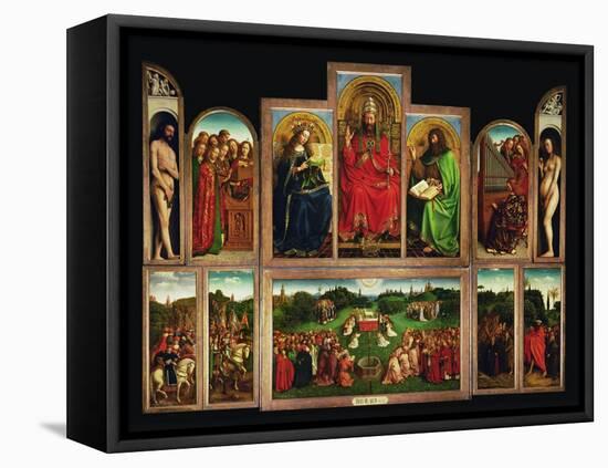 The Ghent Altar, Polyptych with the Adoration of the Mystical Lamb, 1432-Jan van Eyck-Framed Premier Image Canvas