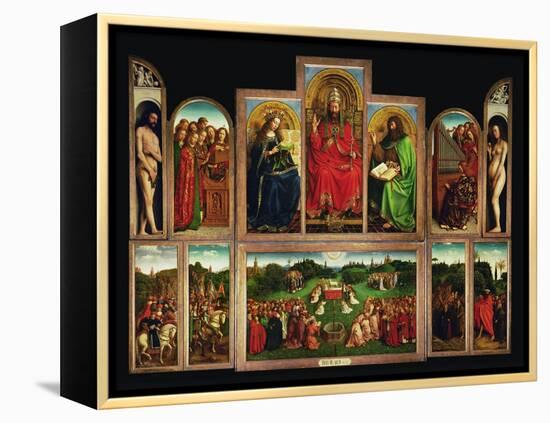 The Ghent Altar, Polyptych with the Adoration of the Mystical Lamb, 1432-Jan van Eyck-Framed Premier Image Canvas