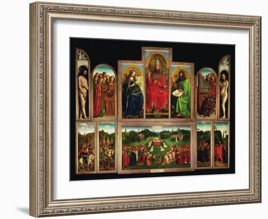 The Ghent Altar, Polyptych with the Adoration of the Mystical Lamb, 1432-Jan van Eyck-Framed Giclee Print