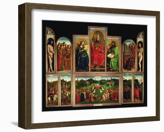 The Ghent Altar, Polyptych with the Adoration of the Mystical Lamb, 1432-Jan van Eyck-Framed Giclee Print