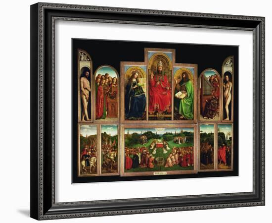 The Ghent Altar, Polyptych with the Adoration of the Mystical Lamb, 1432-Jan van Eyck-Framed Giclee Print