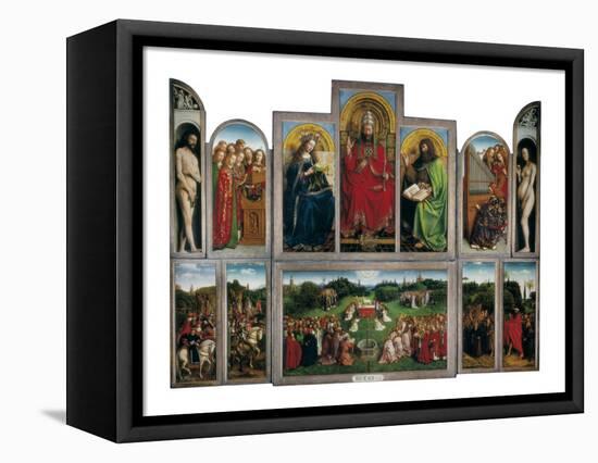 The Ghent Altarpiece or Adoration of the Mystic Lamb-Hubert & Jan Van Eyck-Framed Stretched Canvas