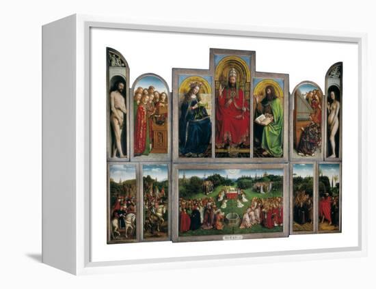 The Ghent Altarpiece or Adoration of the Mystic Lamb-Hubert & Jan Van Eyck-Framed Stretched Canvas