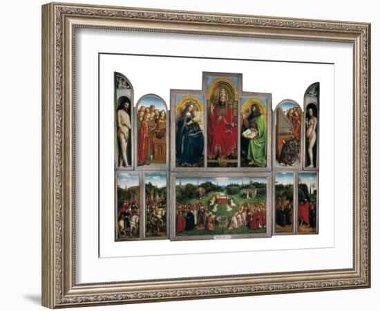 The Ghent Altarpiece or Adoration of the Mystic Lamb-Hubert & Jan Van Eyck-Framed Art Print