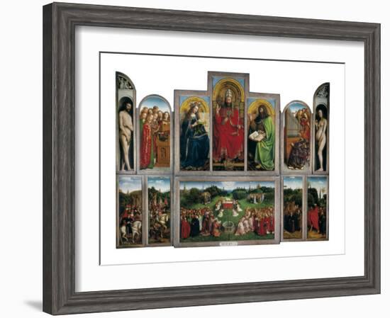 The Ghent Altarpiece or Adoration of the Mystic Lamb-Hubert & Jan Van Eyck-Framed Art Print