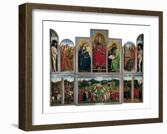 The Ghent Altarpiece or Adoration of the Mystic Lamb-Hubert & Jan Van Eyck-Framed Art Print