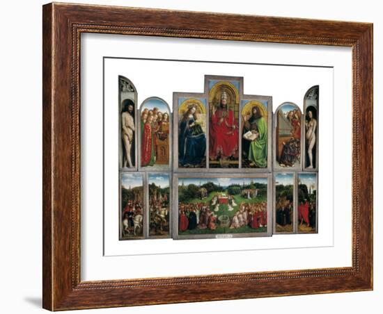 The Ghent Altarpiece or Adoration of the Mystic Lamb-Hubert & Jan Van Eyck-Framed Art Print