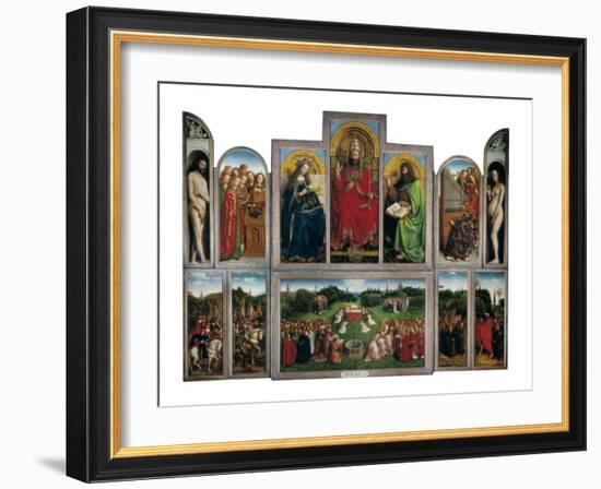 The Ghent Altarpiece or Adoration of the Mystic Lamb-Hubert & Jan Van Eyck-Framed Art Print